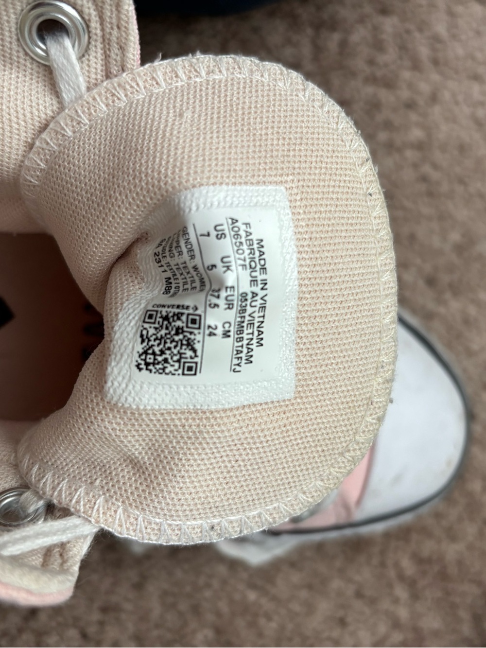 Converse High-Top Canvas Sneakers in Pale Pink - Picture 4 of 7